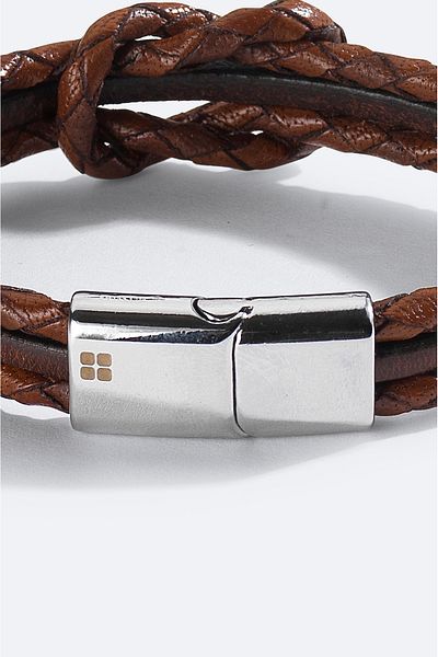 Avva Men's Brown Leather Bracelet A51Y9603