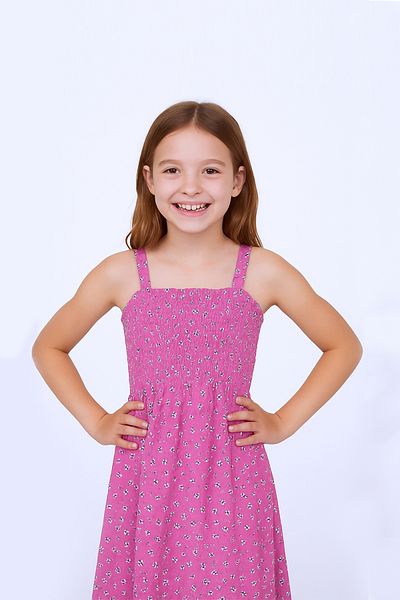 HÇM Girl's Strap Dress with Flower Pattern