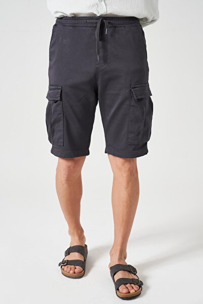 TENA Men's Anthracite Ribbed Knitted Piece Paint Cargo Shorts