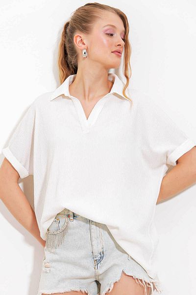 Bigdart Knitted White Women's Blouse 0486