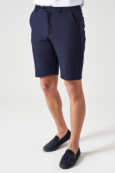 TENA Men's Navy Blue Waist Half Elastic Gold Shorts