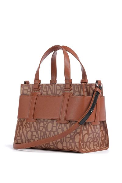 Armani Exchange Women's Brand Logo Brown Shoulder Bag with Strap, Money and Card Compartments 942690   3F742-F2012