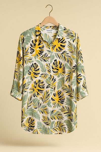 Hanezza Plus Size "Toskana" Patterned Cotton-Viscose Tunic |   Stylish Shirt