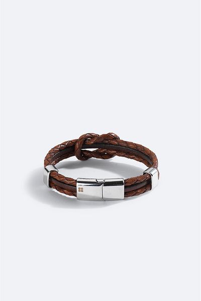 Avva Men's Brown Leather Bracelet A51Y9603