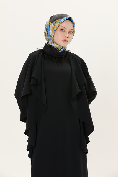 Setrms Otrişli Omuzlarda Pelerin Detaylı Davet Elbise