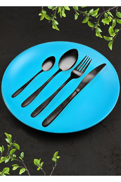 Alpina Home 16-piece stainless steel cutlery set, black