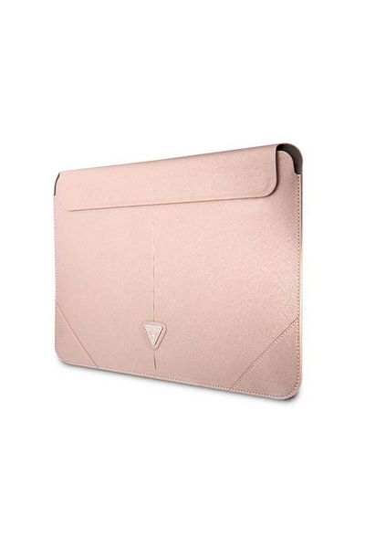 Guess Husa Premium Guess Sleeve Saffiano Triangle Logo, Compatibila Cu Laptop / Macbook 16 Inch, Roz