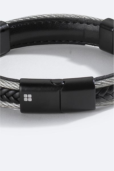 Avva Men's Black Leather Bracelet A51Y9605 Shoes