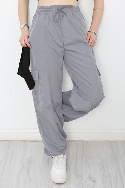 OXVİN Women's Oversize Parachute Fabric Cargo Pocket, Leg Clip, Baggy Trousers