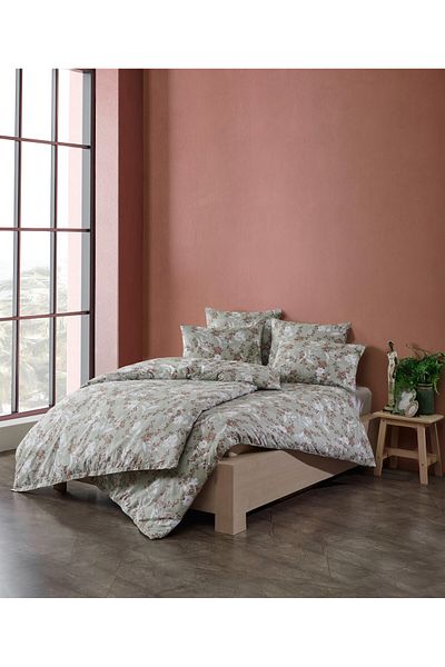 Story home Textile Set lenjerie de pat Story Home 100% bumbac Ranforce 144TC husă pilotă 4 buc 200x220 cm Maggie Green
