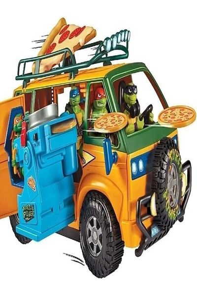 Teenage Mutant Ninja Turtles TMNT Mutant Mayhem Pizza Fire Delivery Van with Launcher – Fits All 4 Turtles – by Playmates Toys