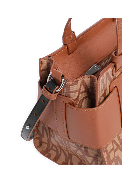 Armani Exchange Women's Brand Logo Brown Shoulder Bag with Strap, Money and Card Compartments 942690 3F742-F2012