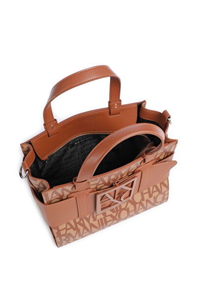 Armani Exchange Women's Brand Logo Brown Shoulder Bag with Strap, Money and Card Compartments 942690 3F742-F2012