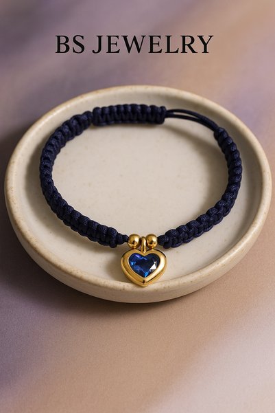 BS JEWELRY القلب مكرميه سوار الصلب