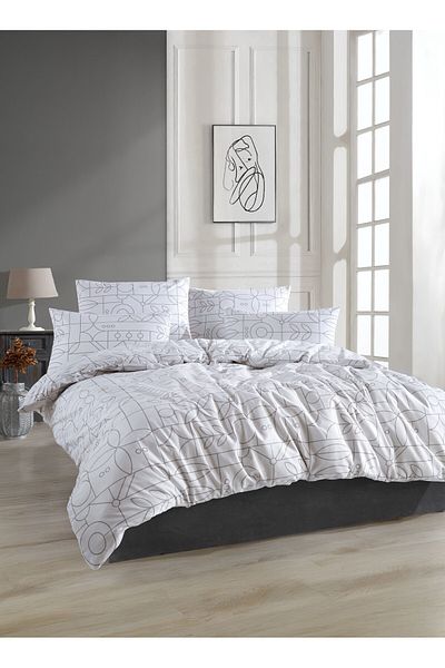 Story home Textile Set lenjerie de pat Story Home 100% bumbac Ranforce 144TC husă pilotă 4 buc 200x220 cm Kane