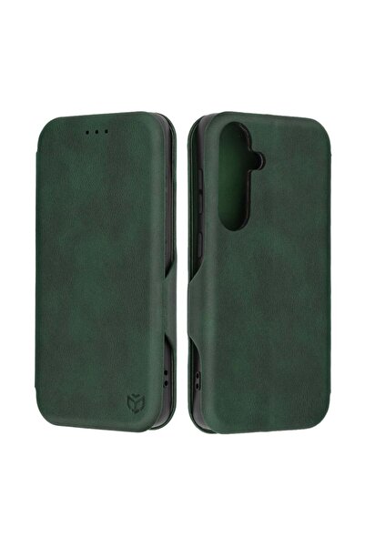 SKYDDAR INNOVATION Husă pentru Samsung Galaxy S24, tip portofel sigur din piele, suport pentru carduri, verde, set de autocolante