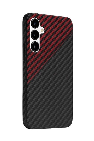 SKYDDAR INNOVATION Case for Samsung Galaxy S25, Carbonite FiberShell, Dark Red, sticker set