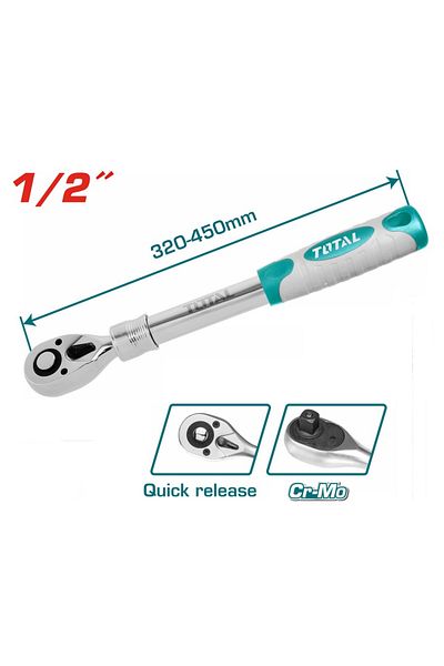 TOTAL 1/2" Extendable ratchet wrench
