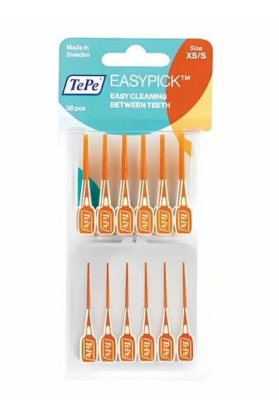 TePe Tippy Dental Floss Picks, Dental Floss Picks, Floss Picks, XS/S Orange, 36 Pieces