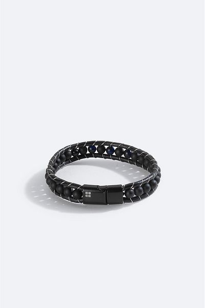 Avva Men's Black Leather Bracelet A51Y9619