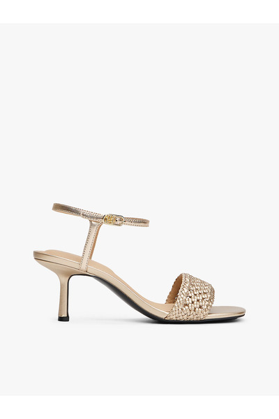 Tommy Hilfiger Kadın Stiletto Topuk Model Yüksek Topuklu Gold Sandalet FW0FW0...