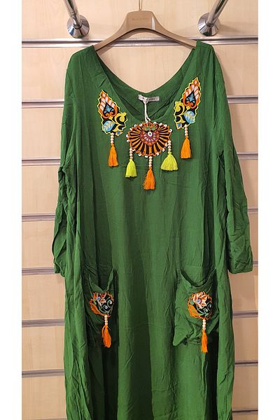 Park Moda Rochie cu model simplu cu detaliu ciucuri