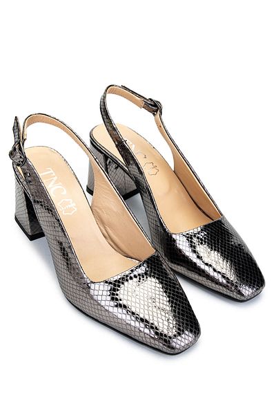 Tamer Tanca Women's Genuine Leather Anthracite Heeled Shoes