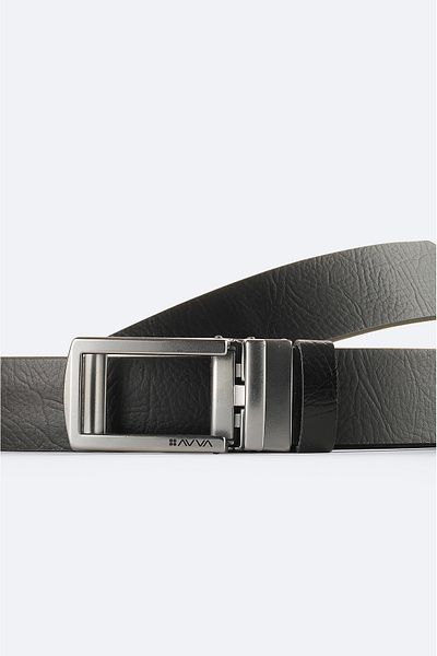 Avva Men's Black 100% Leather Belt A51Y9301