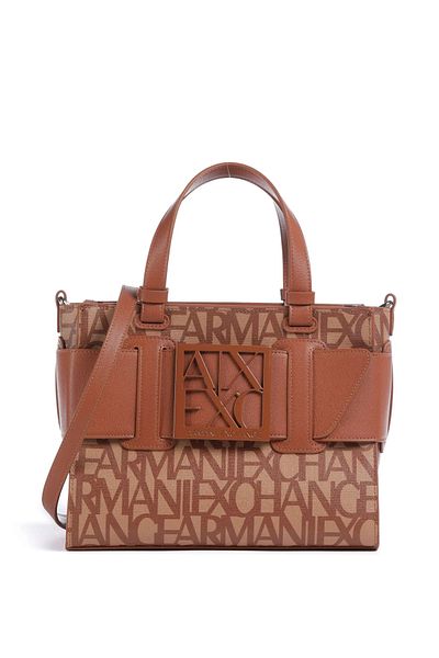 Armani Exchange Women's Brand Logo Brown Shoulder Bag with Strap, Money and Card Compartments 942690   3F742-F2012