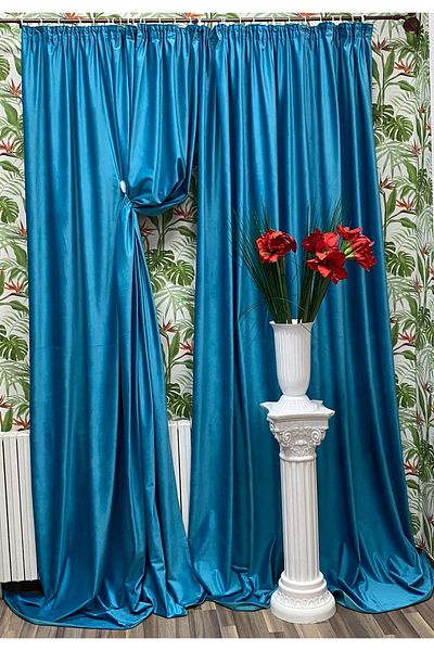 Liz Line Set doua draperii catifea turcoaz, colectia "Velvet" by LIZ LINE 2x300x245cm cu rejansa DR1643