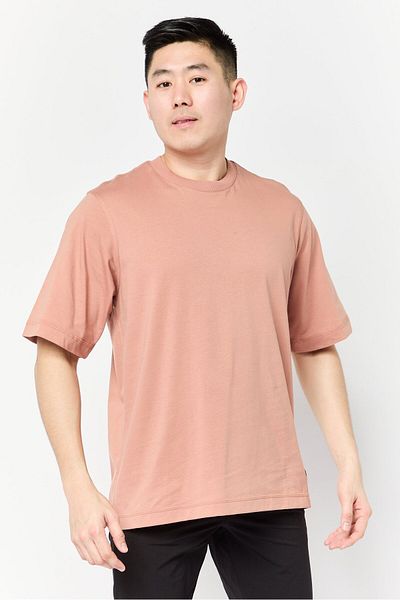 adidas Men Sportswear Fit Short Sleeve Outdoor T Shirt, Peach