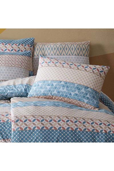 Story home Textile Set lenjerie de pat Story Home 100% bumbac Ranforce 144TC husă pilotă 4 buc 200x220 cm Glenn Blue