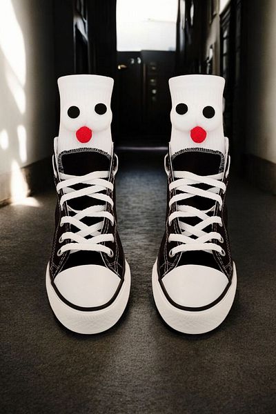 ZEYZEY MONKEY 1 ζευγάρι αθλητικές κάλτσες Unisex μονόχρωμες αστείες σχεδίασης με λευκά σκισίματα (ΣΥΜΒΑΤΕΣ 36-44)