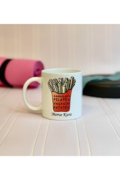 Gift Moda Kişiye Özel Kahrolsun Pilates Yaşasın Patates Tasarımlı Kupa