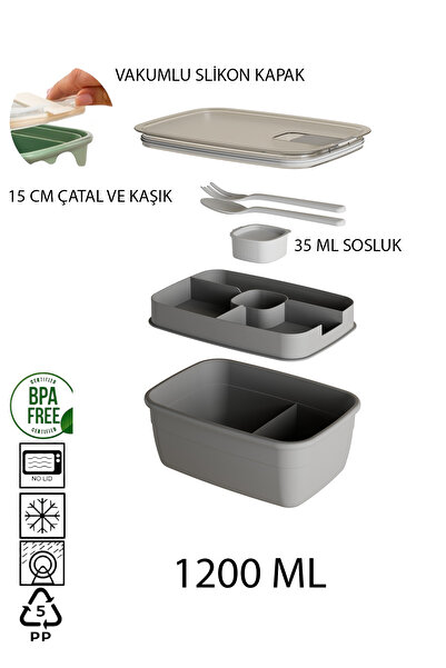 Citim Silicone Lid Vacuum Spoon Forked Sauce Bowl Compartment Lunch Box - 2 Layer Lunch Box - Lunch Box
