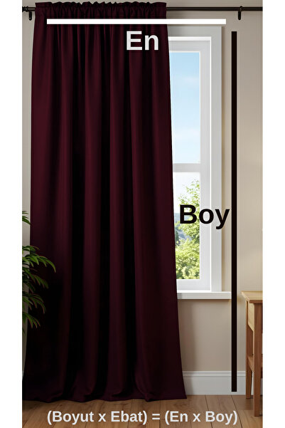 Yuka Blackout Lightproof Background Curtain Claret Red Color Single Wing Plain 100% Blackout Sunshade Plain 120 X 260