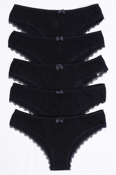 Nicoletta Women's Panties 5 Pack Brazillian Black