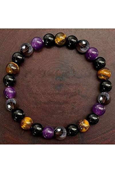 Alnis Atelier سوار من الجمشت وعين النمر والعقيق والكوارتز من الأحجار الكريمة ...