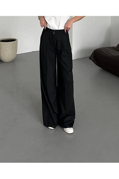 My Blog Schwarze Business-Hose mit Falten – 3602