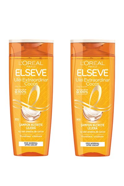 L'Oreal Paris L'Oréal Elseve Șampon Extraordinar cu Ulei de Cocos, 250ml X2 buc