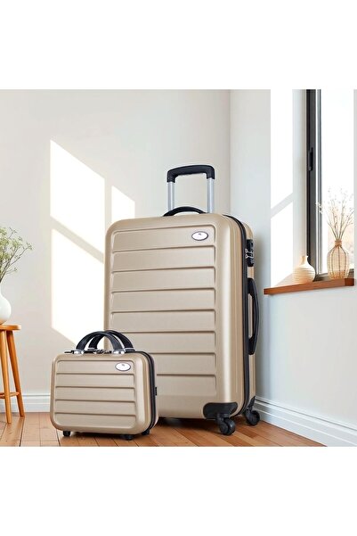 My Valice Ruby Abs Orta Ve Makyaj Boy Gold 2'li Valiz Seti