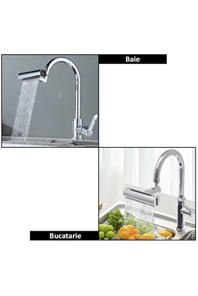 NEXTLY Adaptor Robinet Universal , Pentru Baie/bucatarie, 4 Moduri De Jet, Cap Rotativ 360°