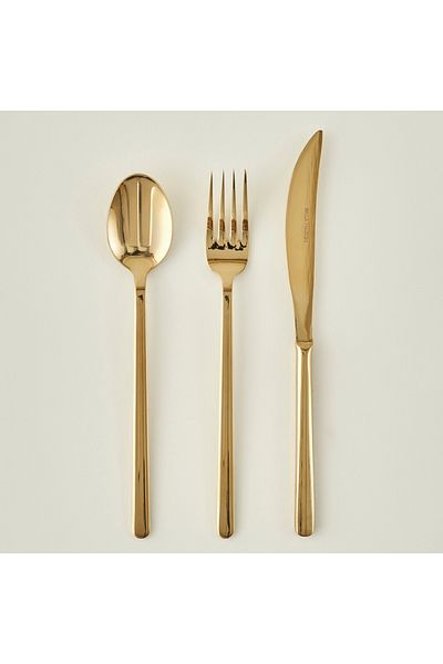 Bella Maison Milano 18 Piece Dessert Fork Spoon Knife Set Gold