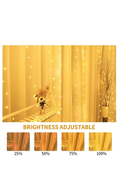 DLC Decorative curtain string lights 3 m x 2 m 200 working LED bulbs