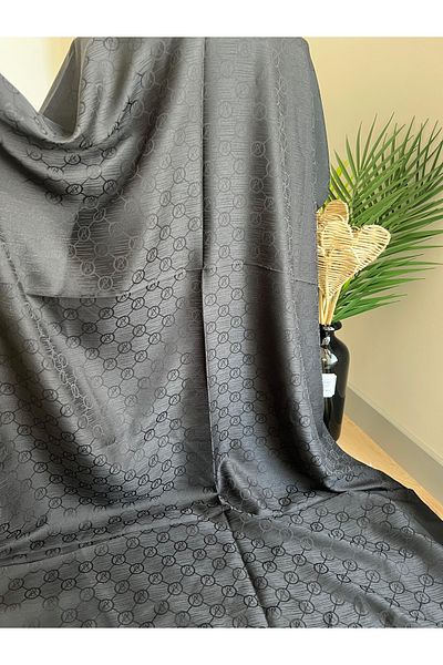 VaVscarfs Vs Pattern Cotton Jacquard Shawl Black