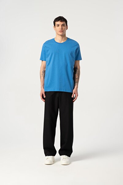 MFY Fashion Men's 100% Cotton Regular Cut Crew Neck Short Sleeve T-Shirt Blue