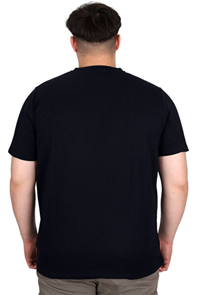 ModeXL Mode XL Ανδρικό μπλουζάκι με γιακά δικαστή μεγάλου μεγέθους Βάφλα U20036 Navy