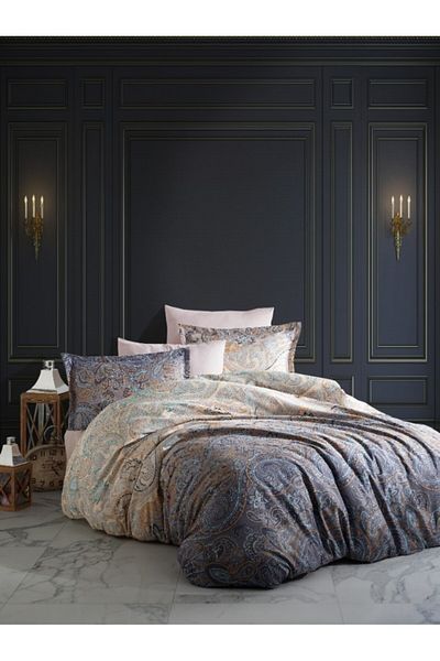 Class Home Collection Bed Linen Set, Class Home Collection, Satin Cotton 210 TC 6 Pcs Duvet Cover 200x220 cm Calipso