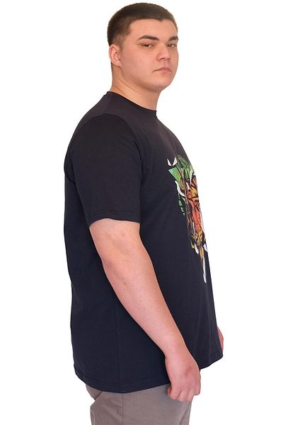 ModeXL Tricou pentru bărbați Mode XL, mărime mare, cu decolteu, cu imprimeu TIGER U25007 bleumarin
