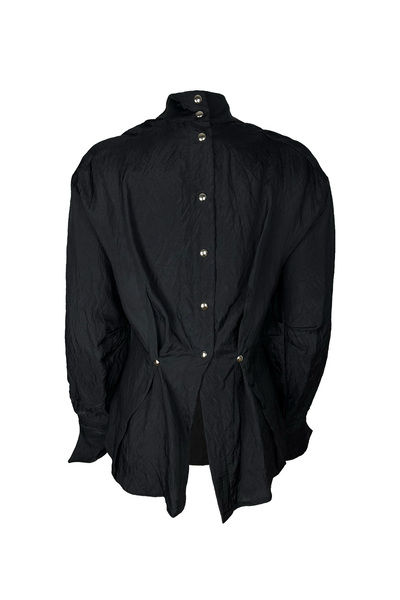 KAMEYA Sırtı Çıtçıt Detaylı Siyah Bluz